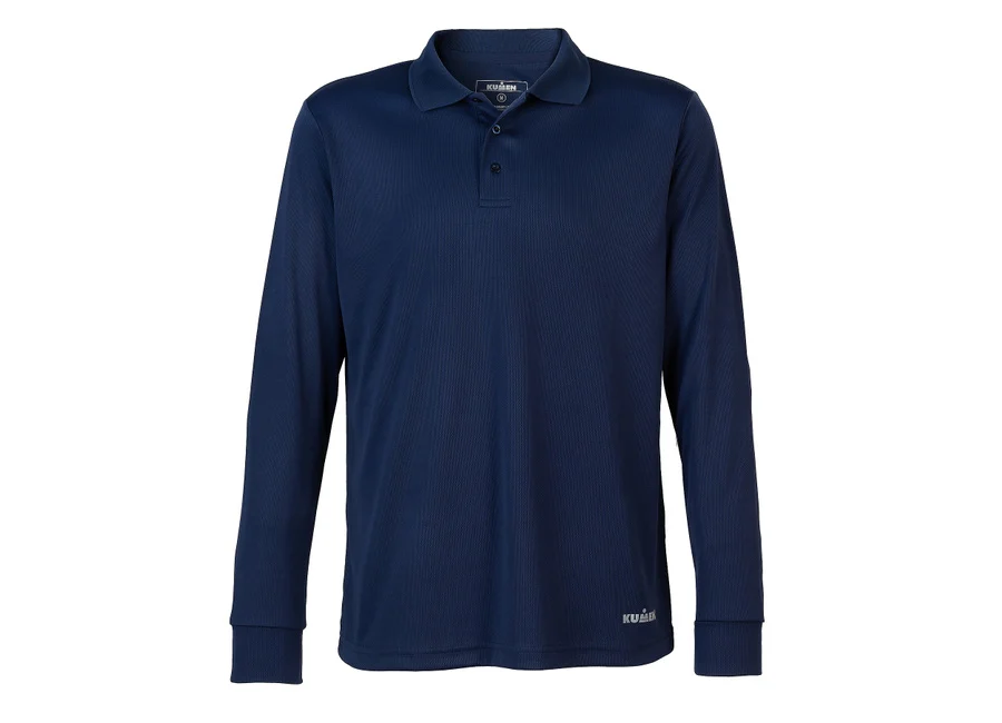 Polera Pique Azul M/L Con Tecnología Cooldry